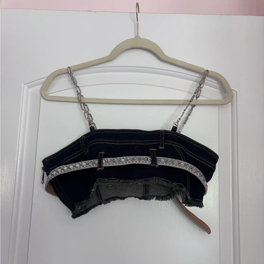 Denim Crop Top with belt